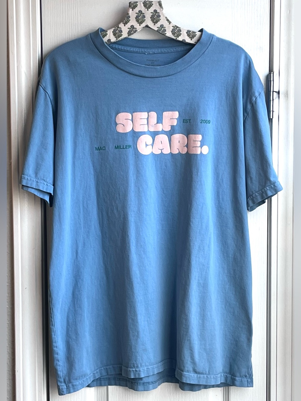 Mac Miller "SELF CARE" Bubble Print Graphic Tee Vintage 2009 Blue Merch